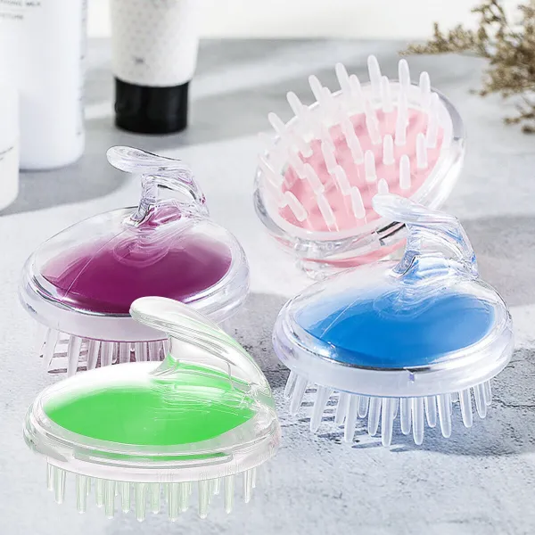 Multicolor Silicone Comb Hair Scalp Massager Shampoo Brush (1 pc)